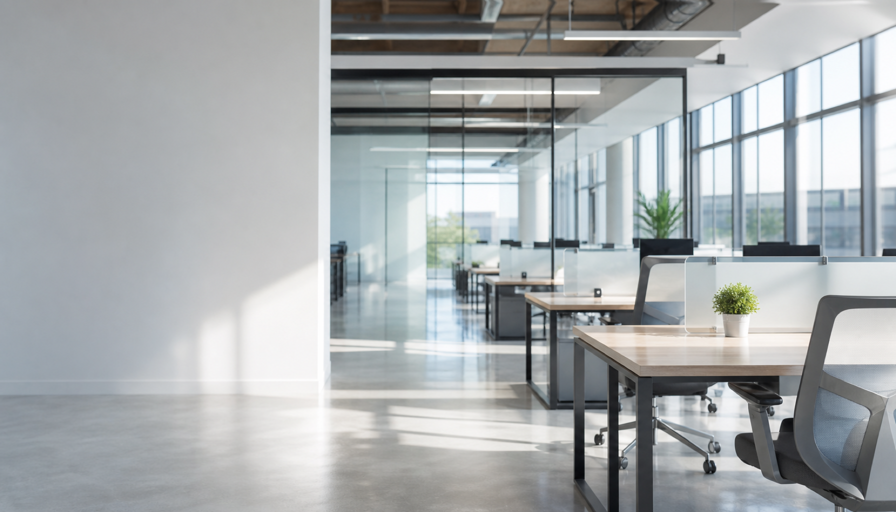 Clean modern Edmonton office workspace
