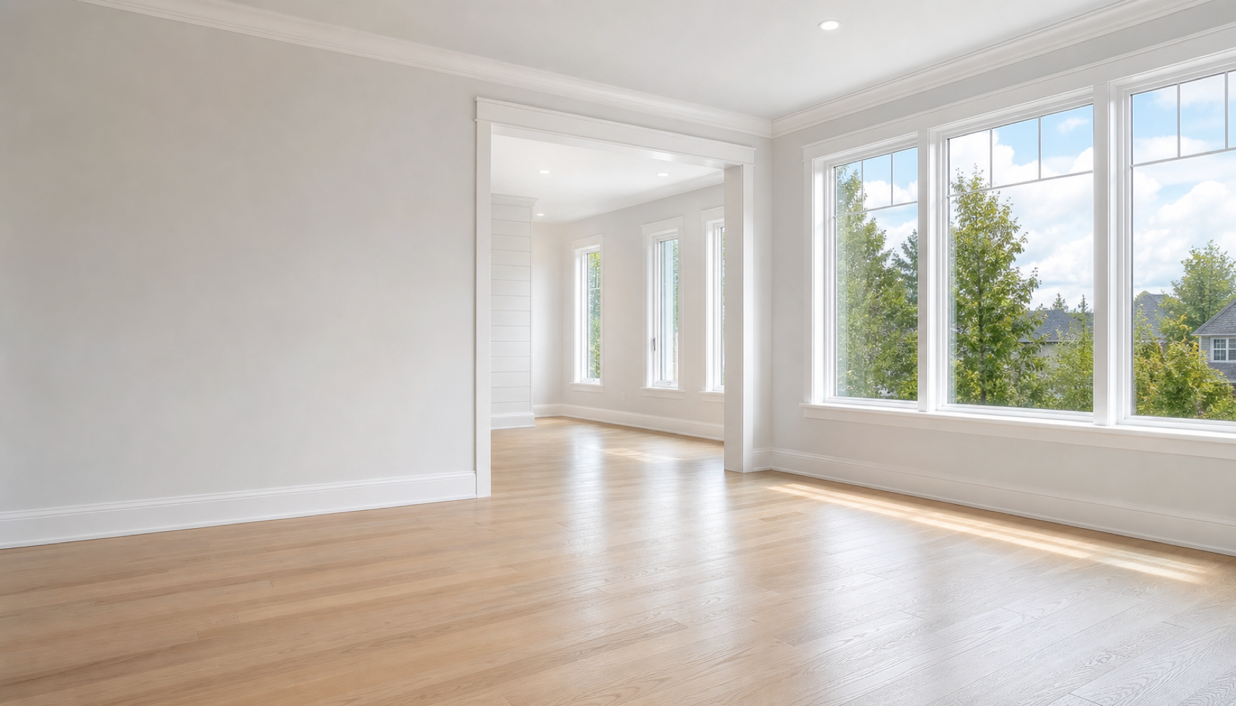 Newly renovated room cleaned after construction